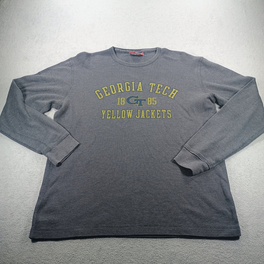 American Classic Mens Georgia Tech Yellow Jackets Gray XL Waffle Knit Thermal